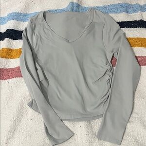 Elegant Women's Light Gray V-Neck Blouse